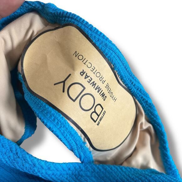 NEW Cotton On Blue One Piece Swimsuit XS Scoop Back Cheeky Textured Beach - Picture 7 of 7